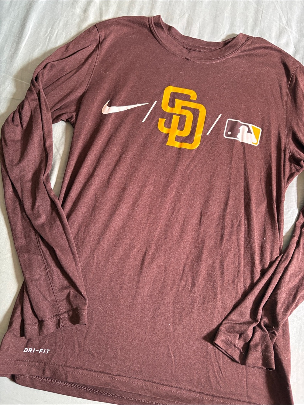 Nike Men’s Maroon Long-Sleeve Dri-Fit Padres Logo Shirt